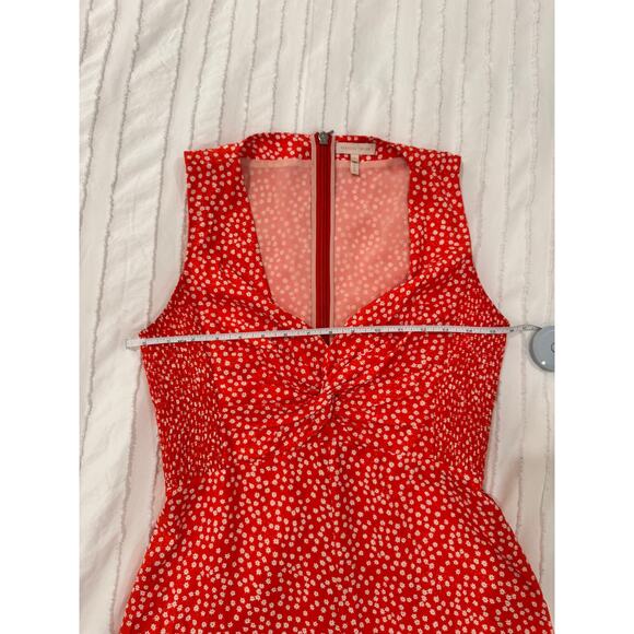 Rebecca Taylor Malia Twist Front Floral Silk Midi Dress Women's 4 Red Garden - Picture 11 of 16